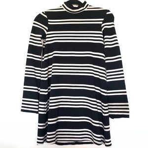 Zara Trafaluc Mock Neck Black and White Stripe Dress
